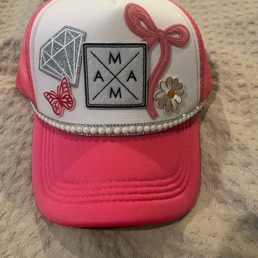Pink & White Homemade Trucker Hat